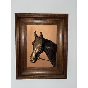 Vintage Dodge Framed 3D Copper Horse Head Wall Art Sculpture Mid-20th Century